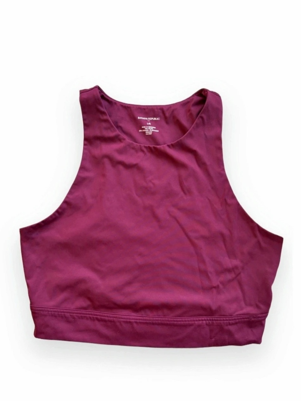 BANANA REPUBLIC High Neck Crop Racerback Tank Sports Bra - Burgundy LARGE